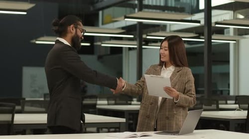 Asian Woman Korean Business Girl Chinese Businesswoman Japanese Female Office Agreement Success Deal