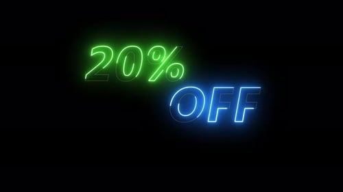 Animated 20% OFF Neon Sign for Sales Promotion