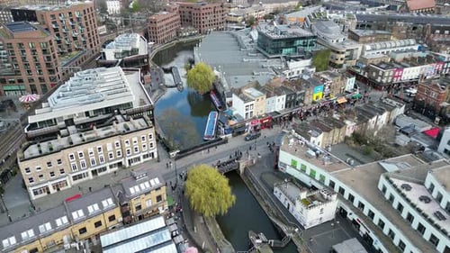 Camden High street London UK Drone, Aerial, view from air, birds eye view,
