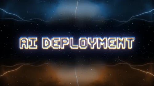 Ai Deployment Neontext mit Hintergrund im Retro-Stil