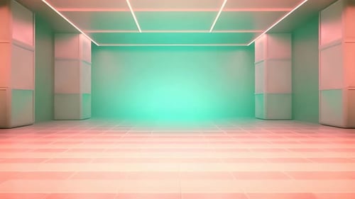 Futuristic Glowing Logo Reveal in 3D Neon Room