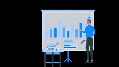 Office Worker Showing Business Presentation To His Boss 4K Alpha Channel