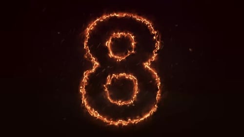 Dynamic Fiery Countdown Numbers with Sparks