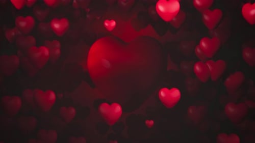 Animated Red Hearts Romantic Abstract Background
