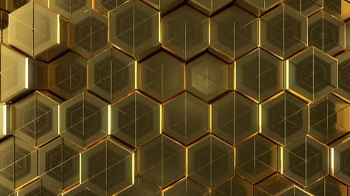 Seamless Golden Hexagon Geometric Pattern Background Loop