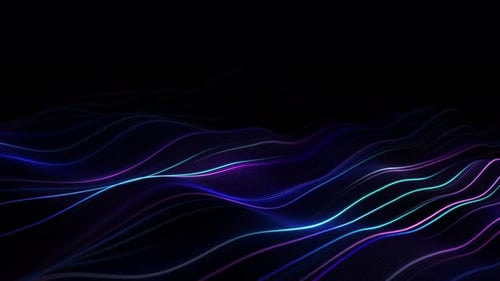 Abstract Neon Wavy Digital Lines Background Loop