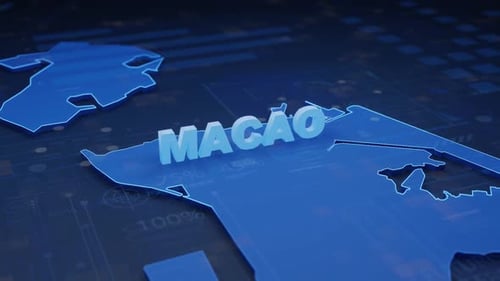 Macao Map Futuristic Digital Background