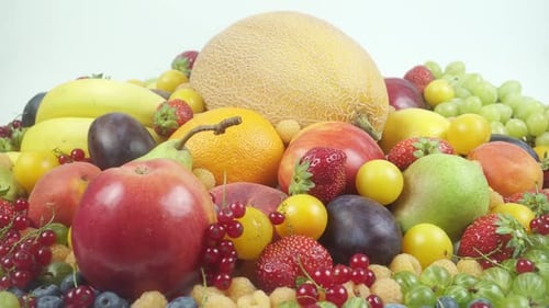 Variety Of Fresh Fruits And Berries Close Up.