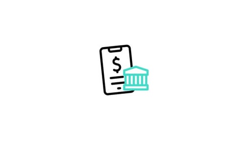 Mobile Banking App and Bank Icon Animation