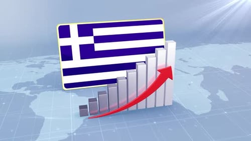 Greece Economic Growth Bar Chart Graph Rising Red Arrow