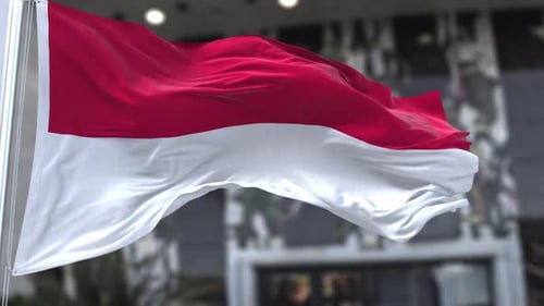 Realistic Waving Flag of Indonesia Animation