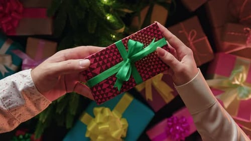 Gift Exchange with Christmas Presents and Tree