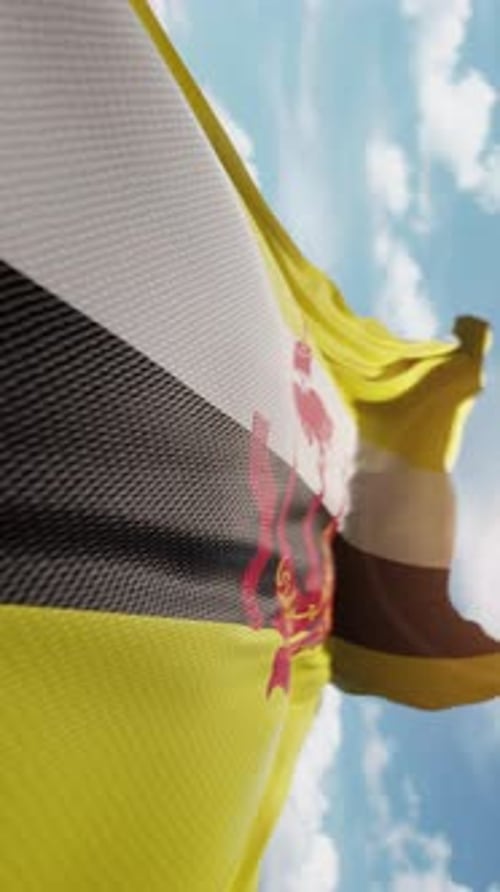 Realistic Waving Flag of Brunei Darussalam Vertical Animation