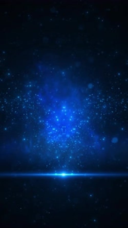 Blue Glowing Particles and Light Loop Background