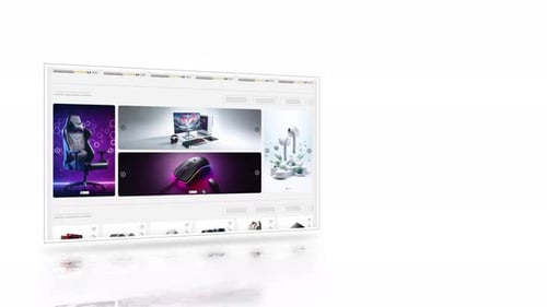 Gaming products website animation. E-commerce and shopping products.