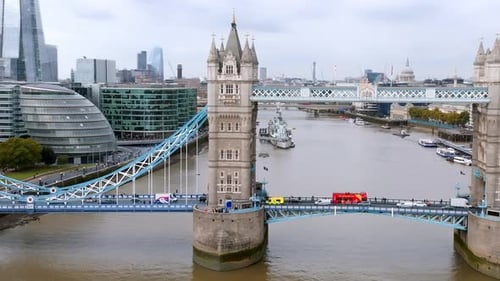 Iconic Tower Bridge Connecting London with Southwark on the Thames River