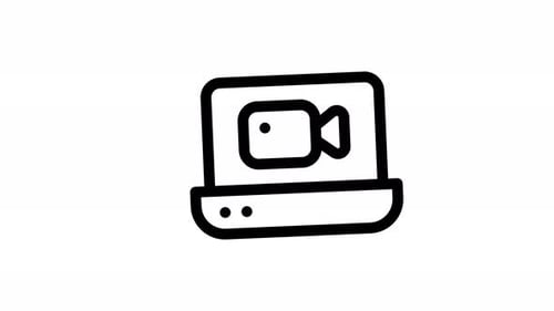Laptop Line Art Icon Revealing Camera Animation