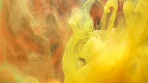 Swirling Plumes of Orange and Yellow Ink