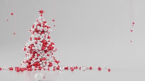 Dynamic Christmas Tree Formation with Red and White Ornaments