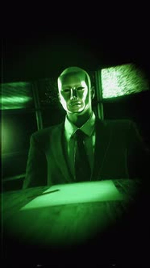 Futuristic Glitch Mannequin Head Vertical Animation