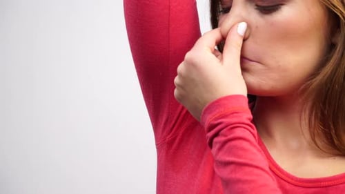 Woman Sweating Very Badly Have Wet Armpit