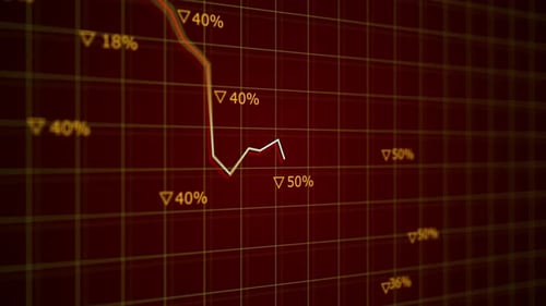 Stock Market Crash Graph with Red Downward Trend and Percentage Loss Indicators