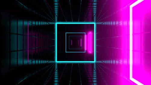 Cyan And Pink Led Dynamic Square Strobe Tunnel Background Vj Loop I 4K