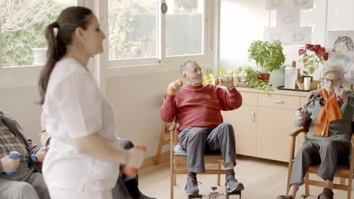 Senior Exercising Class in a Nursing Home