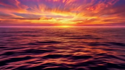 Dramatic Ocean Sunset with Vibrant Pink and Purple Sky