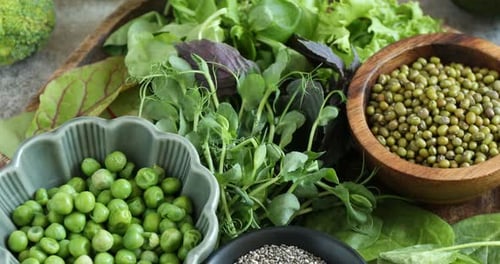 Fresh and Healthy Green Vegetables and Seeds