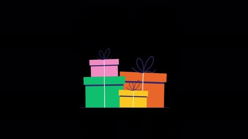 Cajas de regalo. Vídeo de animación conceptual de celebración navideña - Transparente