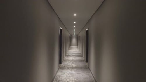 Empty Hotel or Apartment Hallway Moving Forward
