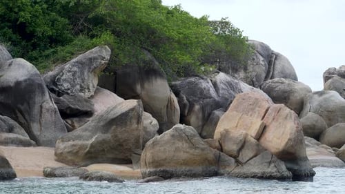 Ocean Waves Crashing an Empty Rocks