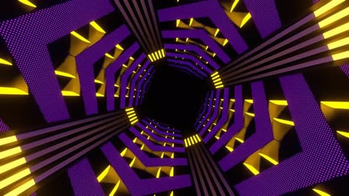 Purple And Yellow Neon Endless Arrow Tunnel Background Vj Loop In 4K