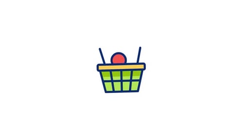 Flat Design Shopping Basket Add To Cart Animation
