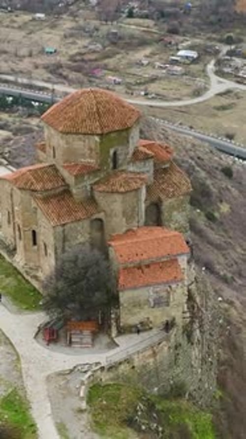 Vertical Video Aerial Tour of Mtskheta Georgia's Heritage City