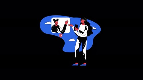 Flat Design Animated Video Call on Mobile Phone