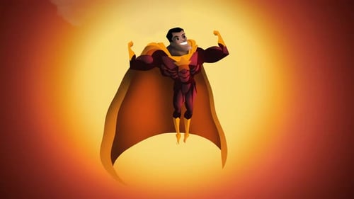 african man superhero flying in the sky