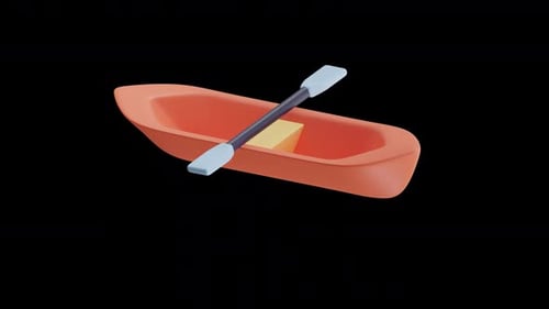 Minimalist Blue Halftone Rowboat Graphic with Oar for Nautical Design