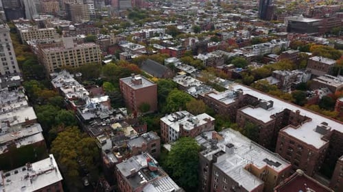 Aerial View of Manhattan Skyline and East River Waterfront New York City