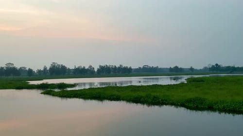 peaceful and calm atmosphere on the lake in the afternoon