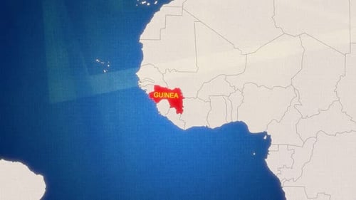 Animated World Map Zoom to Guinea with Highlight