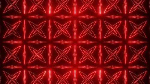 Red On Black Abstract Neon Glowing Star Patterns Background Vj Loop Animation In 4K
