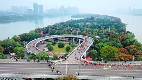 Urban Marathon runners on the street. Marathon running race