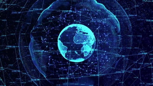 Canal alfa da rede rotativa terrestre digital 3D Blue