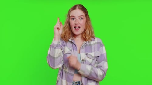Woman Has a Sudden Thought on Green Screen