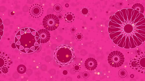 Pink Decorative Floral Patterns with Glittering Particles Loop Background