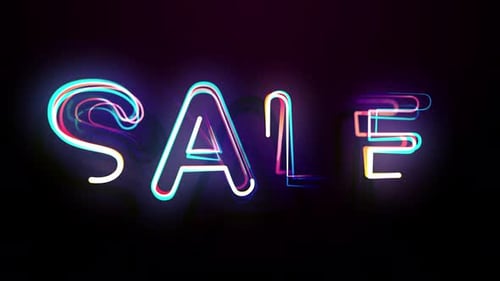 Dynamic Neon Glitch Text Reveal for Sale Promotions