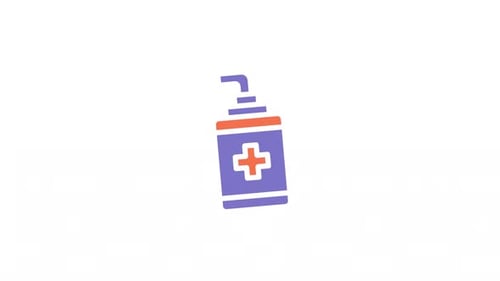 Animated Hand Sanitizer Bottle Icon in Flat Design Style
