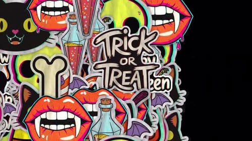 Animated Halloween Pop Art Stickers Transition